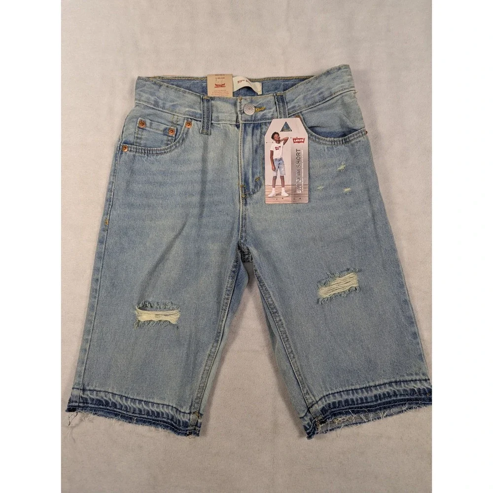 NEW Levi's‎ 511 Slim Shorts Kids Light Blue Denim Bermuda Shorts Size 12 (26)
